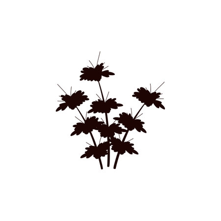 Black silhouette of plant flat style, vector illustrationのイラスト素材