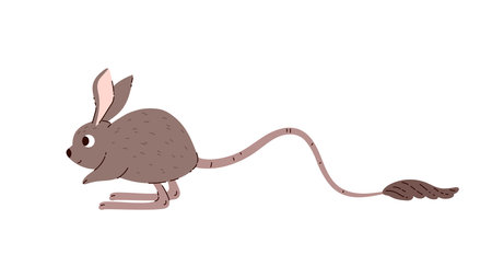 Cute little jerboa dessert animal side view flat style, vector illustrationのイラスト素材