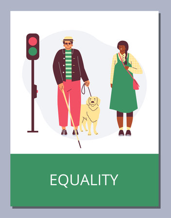 Poster or vertical banner about equality flat style, vector illustrationのイラスト素材