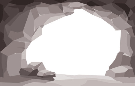 Gray stone cave entrance frame with empty white space insideのイラスト素材