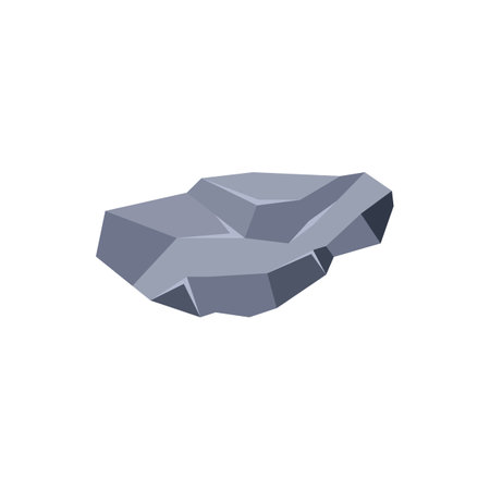 Grey stone, vector illustration in flat cartoon style isolated on whiteのイラスト素材
