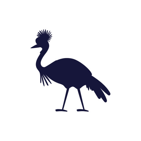 Crowned crane silhouette.のイラスト素材