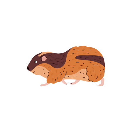 Cute going lemming tundra animal side view flat styleのイラスト素材