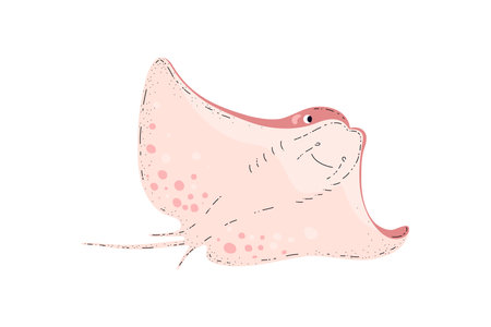 Cute swimming stingray flat style, vector illustrationのイラスト素材