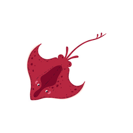 Stingray, vector illustration in flat cartoon style isolated on whiteのイラスト素材