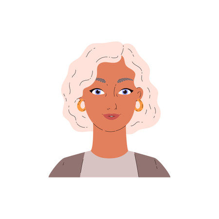 Happy woman face after beauty facial injection procedure, cosmetology, anti-aging skin care result vector illustrationのイラスト素材