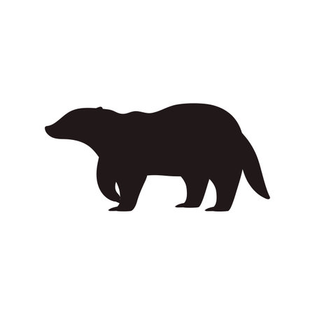 Badger taiga animal silhouette vector iconのイラスト素材
