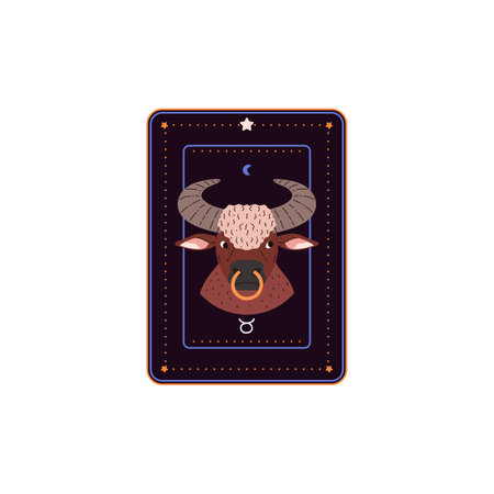 Horoscope black card with Taurus zodiac sign and symbol, vector Astrological Horoscope zodiac card, bulls headのイラスト素材