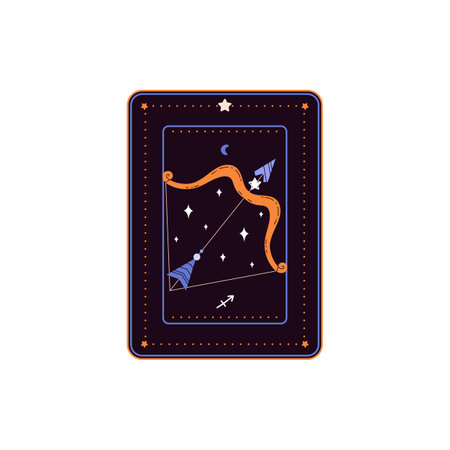 Zodiac sagittarius horoscope sign or card, flat vector illustration isolated.のイラスト素材