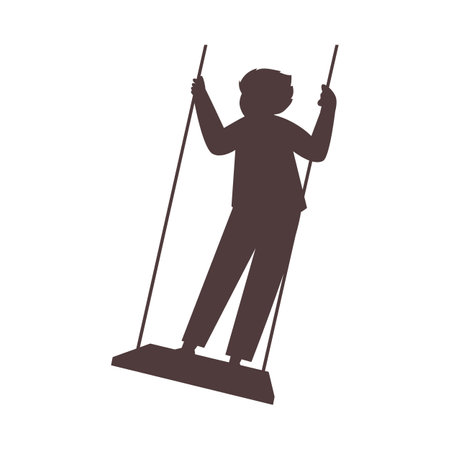 Childs swing silhouette. Vector illustrationのイラスト素材