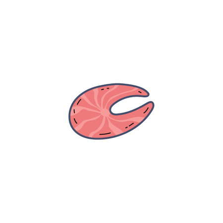 Steak of red fish salmon, sea food, vector cartoon sliced of trout fillet piece, natural diet nutrition, healthy omegaのイラスト素材