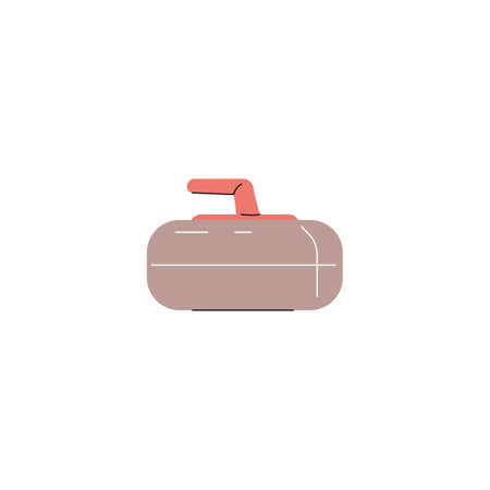 Curling stone cartoon vector, curling rock with handle for ice rink throwing, sport game...