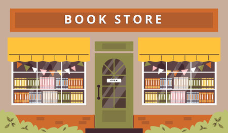 Welcoming bookstore facade vector illustrationのイラスト素材