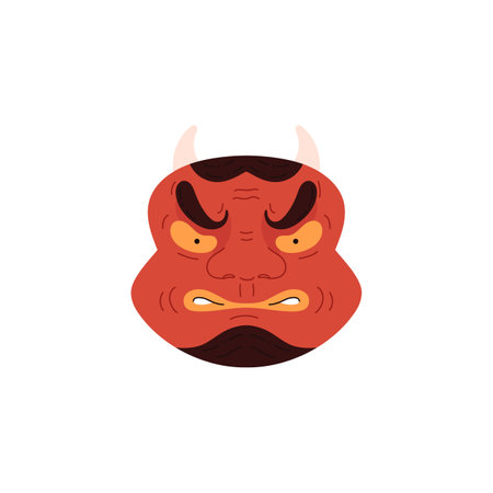Red oni Kabuki mask vector illustration