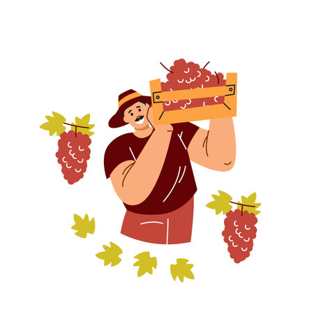 Joyful grape harvest vector illustrationのイラスト素材