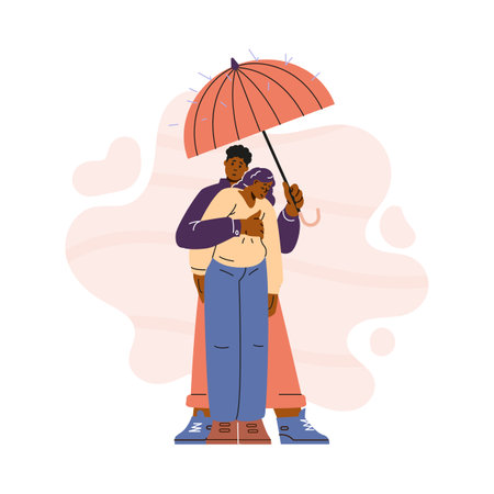 Sheltering with umbrella empathy vector illustrationのイラスト素材