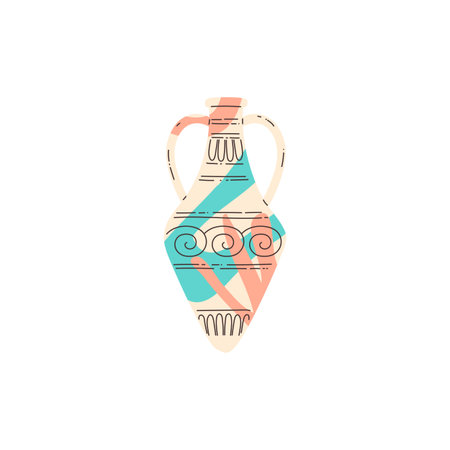 Vector illustration of a clay vessel in flat style. Isolated background.のイラスト素材