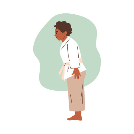 Vector of a young boy karate athlete in a kimono bows before a training fightのイラスト素材