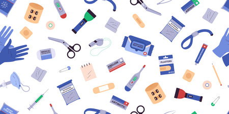 First aid kit. Seamless pattern.のイラスト素材