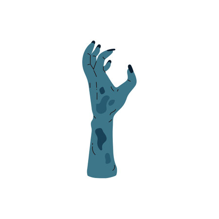 Vector illustration of blue zombie hands with long nails and corpse spots,のイラスト素材
