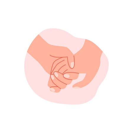 A vector icon with a hand-holding gesture symbolizing support and unit on a white backgroundのイラスト素材