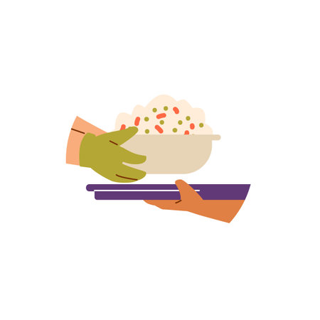 Food sharing vector illustration of handsのイラスト素材