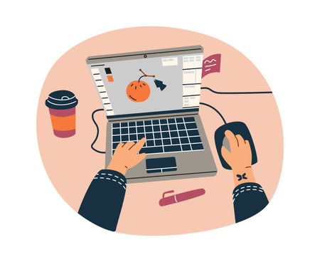 Hands typing on laptop vector illustrationのイラスト素材