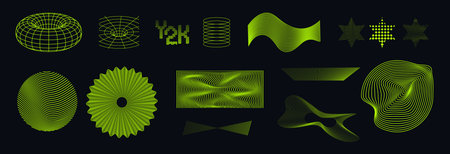 Neon matrix cyberpunk retro Y2K vector pack