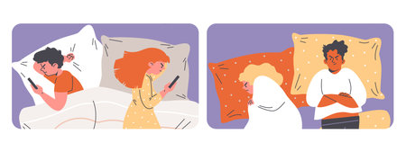 Vector set of a man and a woman facing conflict in a relationshipのイラスト素材