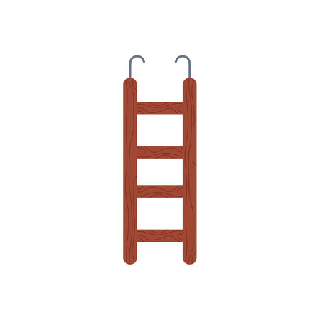 Wooden small ladder for domestic birds vector icon, Zoo accessory for birds cage, cartoon parrots equipment isolatedのイラスト素材
