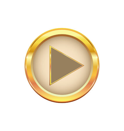gold button with play  sign のイラスト素材