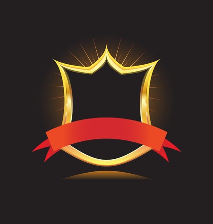 gold shield with ribbonのイラスト素材
