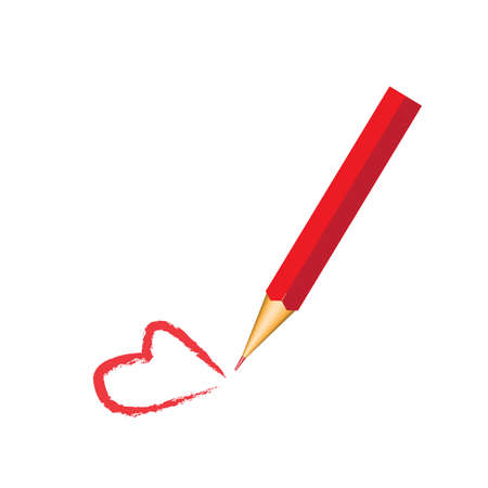 red pencil and red heart のイラスト素材