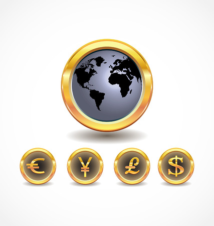 world map with world currency iconsのイラスト素材