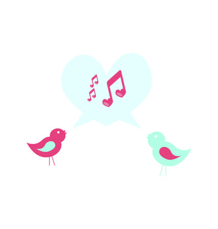 two birds singing in love のイラスト素材