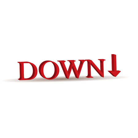 3D red down symbol with arrow のイラスト素材