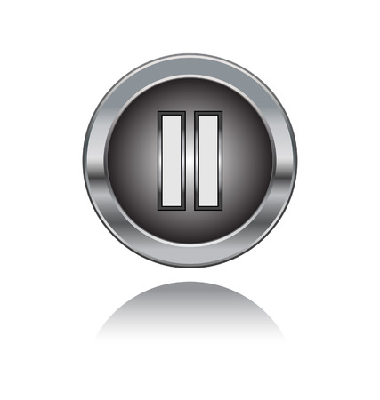metal button with pause symbol isolated on white background のイラスト素材