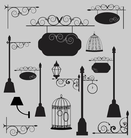 retro signboards set のイラスト素材