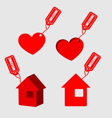  Label Welcome for home and heart のイラスト素材