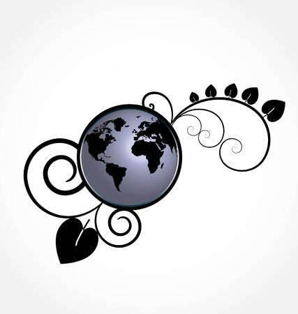 world map with floral design のイラスト素材