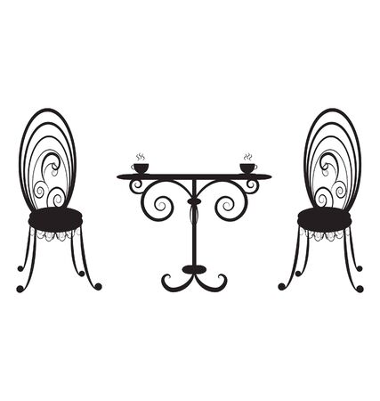 retro  table and two chairs のイラスト素材