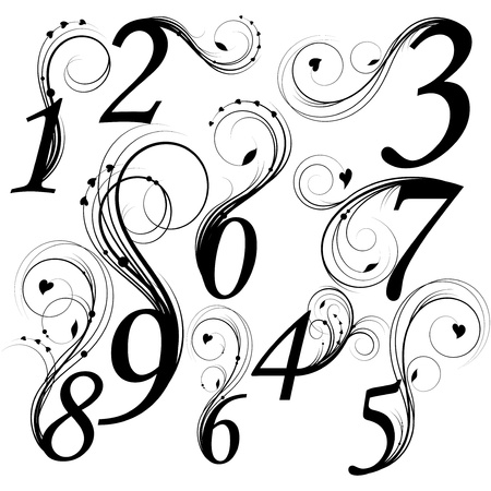 Floral font. Numbers from 0 till 9のイラスト素材