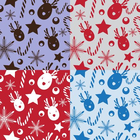 Christmas seamless pattern in different colorsのイラスト素材