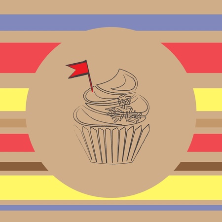 background with scetch of cupcake