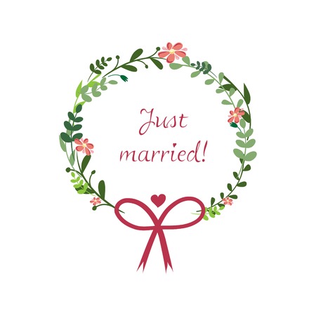 Cute Floral Frame with a bowのイラスト素材