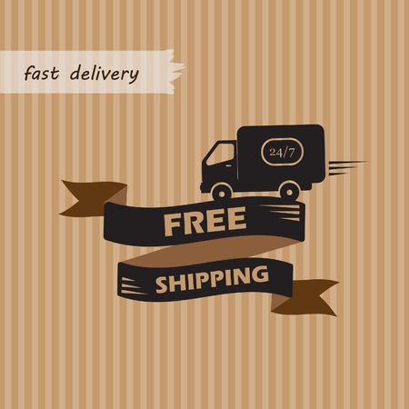 Free shipping illustration on craft backgroundのイラスト素材