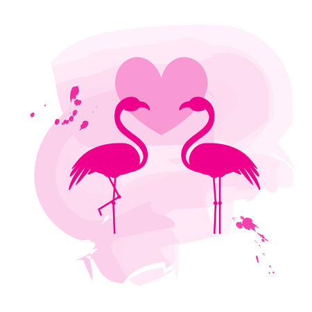 Two flamingos in loveのイラスト素材