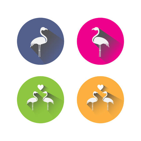 flat design flamingo iconsのイラスト素材