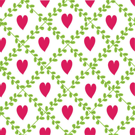 Background with floral elements and hearts.のイラスト素材