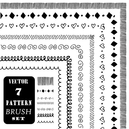 Hand drawn decorative vector pattern brushes. Ink illustrationのイラスト素材